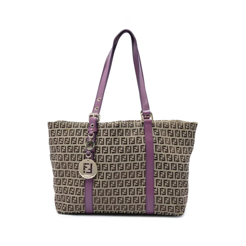 Fendi Zucchino Canvas Superstar Tote Beige Very good - Front View
