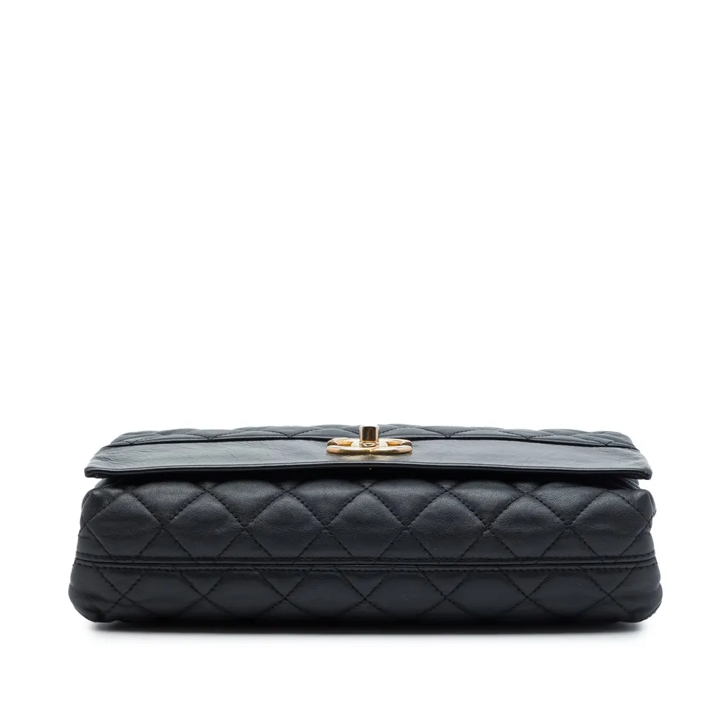 Chanel Medium Quilted Calfskin Soft Elegance Flap Black Leather Very good - Inside View