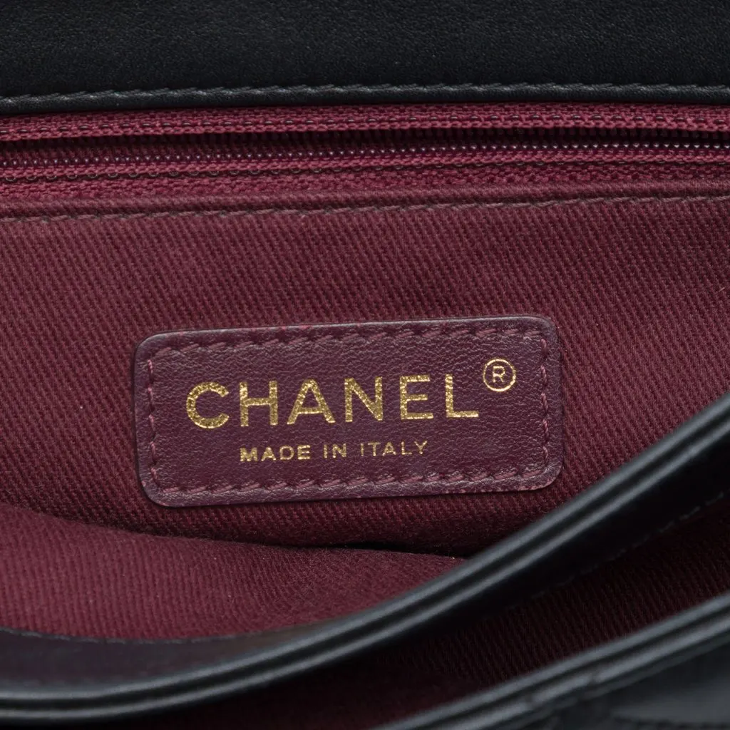 Chanel Medium Quilted Calfskin Soft Elegance Flap Black Leather Very good - Box View