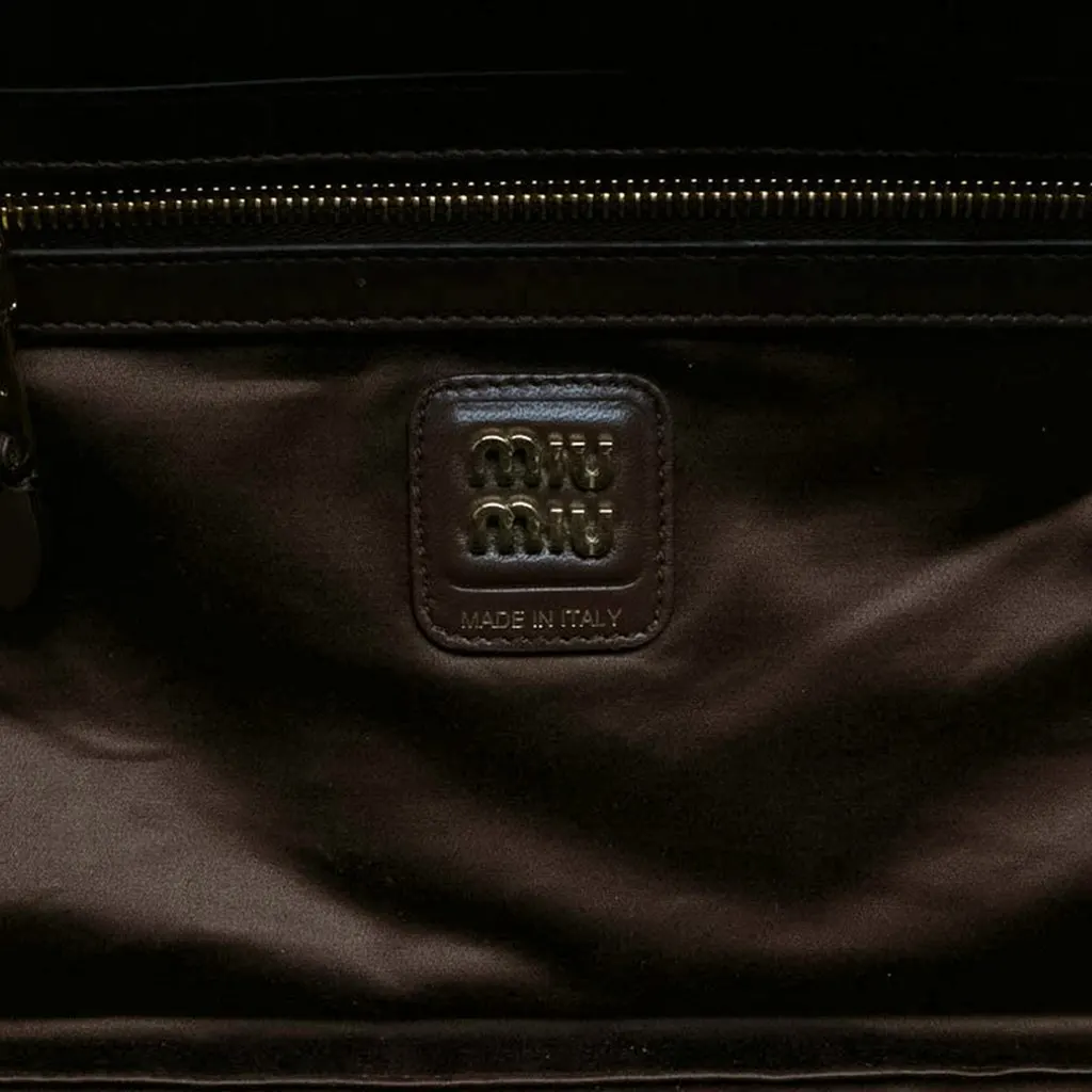Miu Miu Large Naplak Patent Logo Beau Handbag Brown Leather Very good - Box View