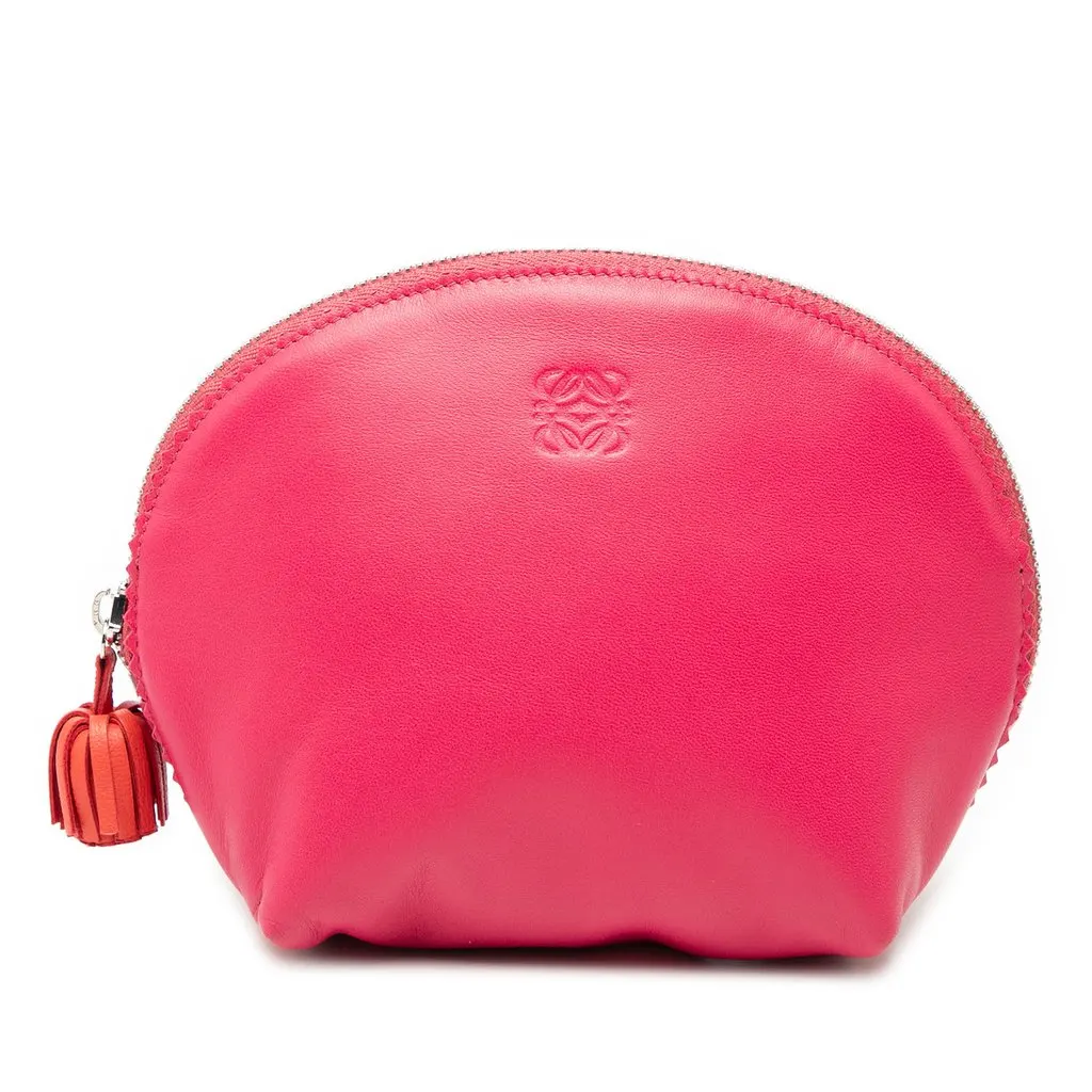 Loewe Nappa Anagram Cosmetic Pouch Pink Leather Very good - Front View