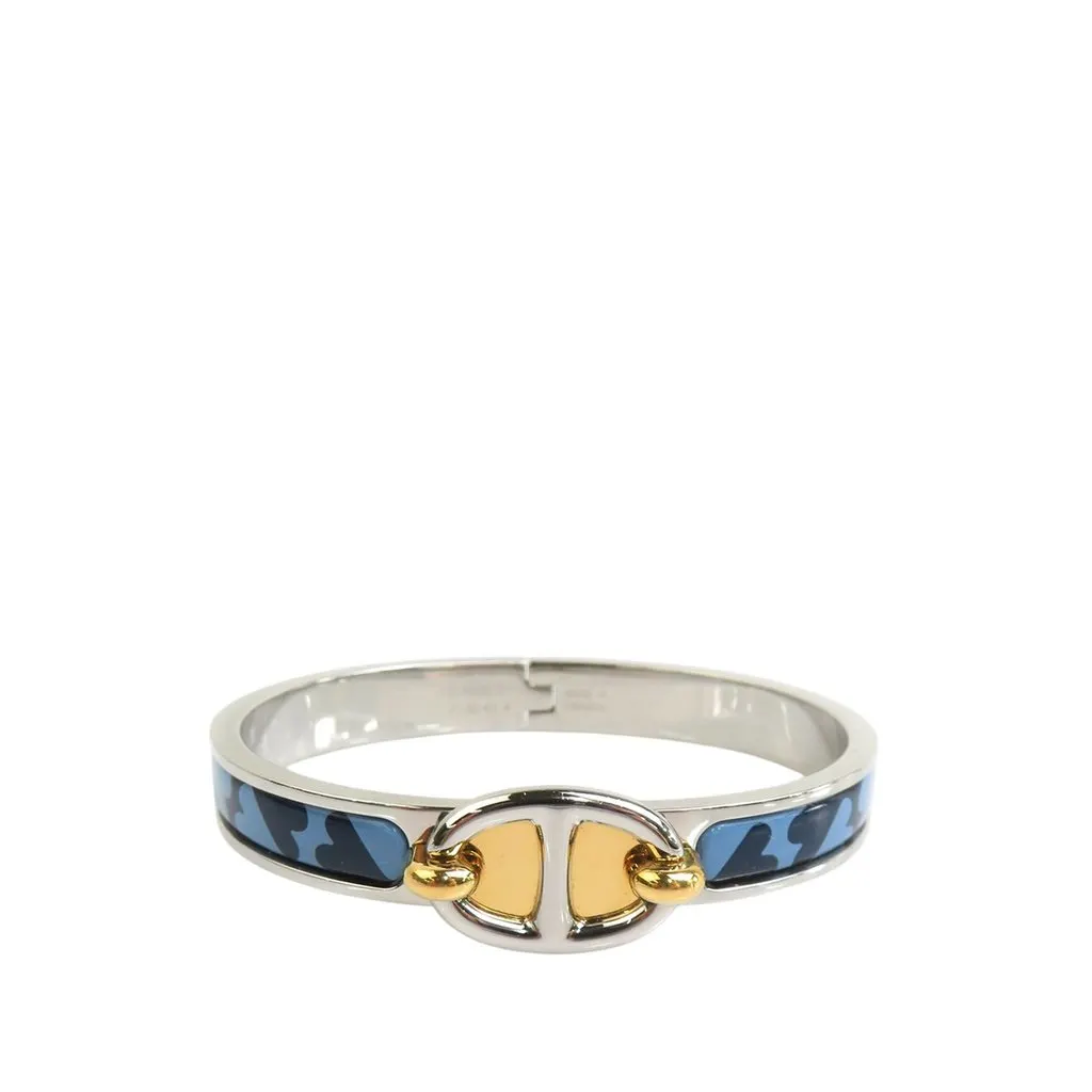 Hermès Enamel Mini Clic Chaine D Ancre Bracelet PM Blue Enamel Very good - Front View