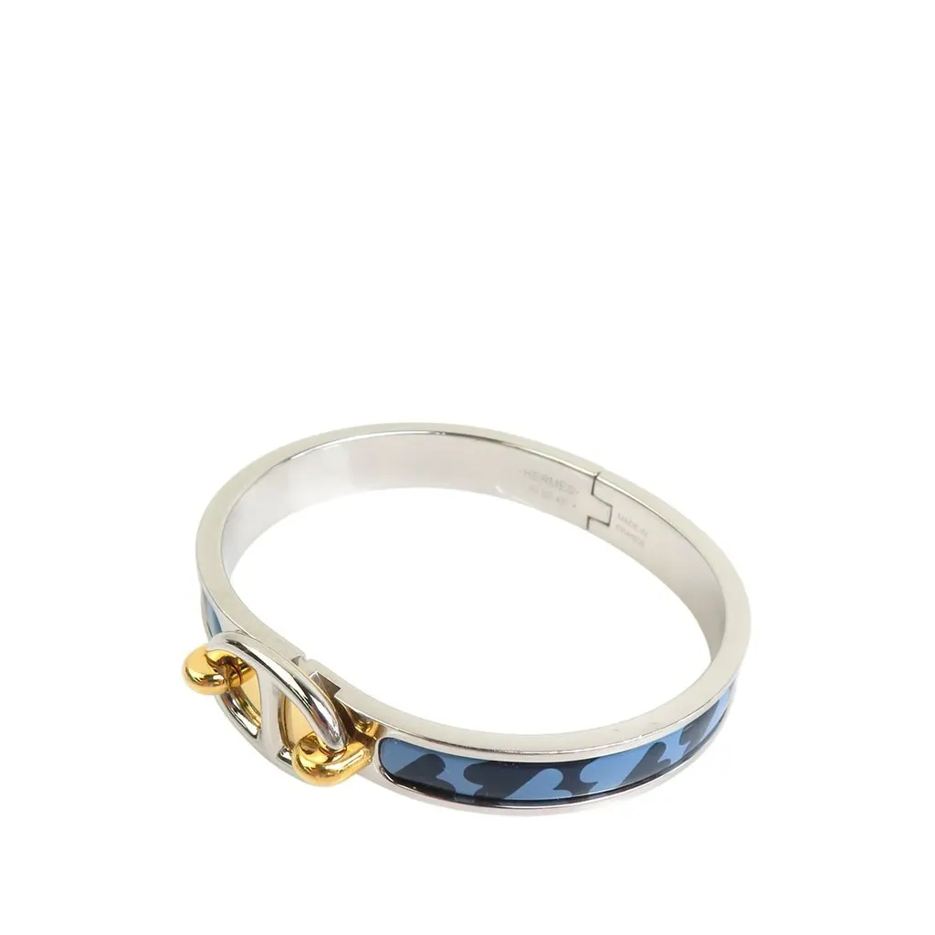 Hermès Enamel Mini Clic Chaine D Ancre Bracelet PM Blue Enamel Very good - Back View