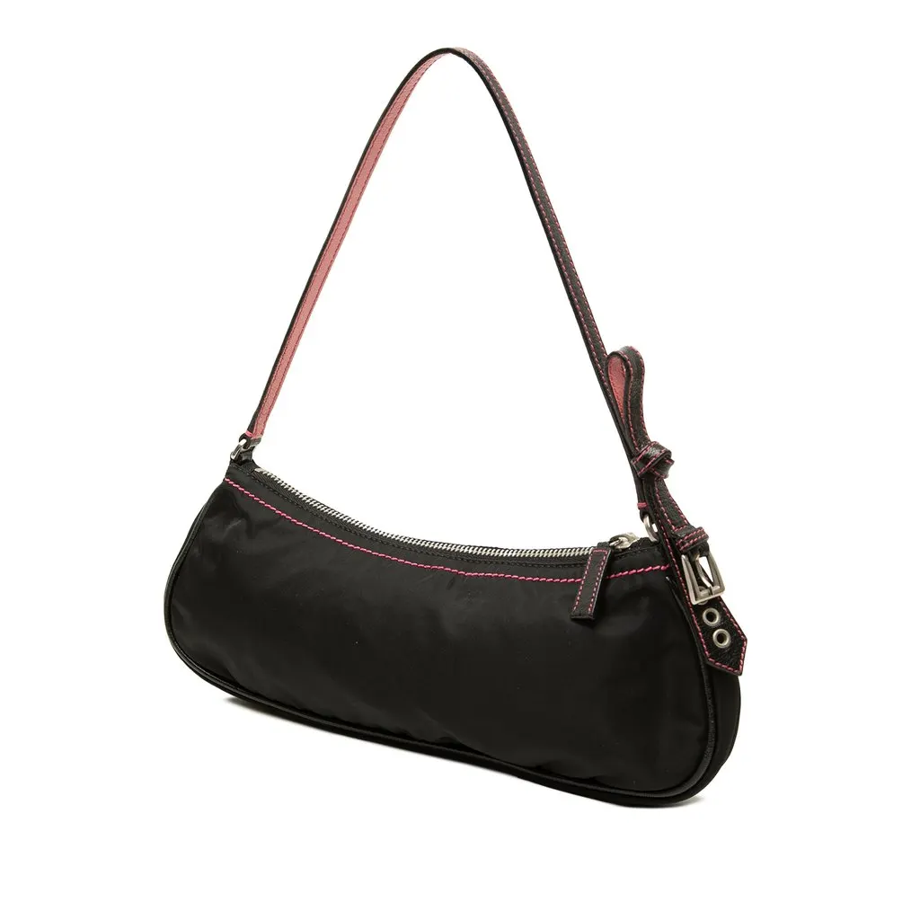 Prada Tessuto Bow Shoulder Bag Black Polyamide Very good - Back View