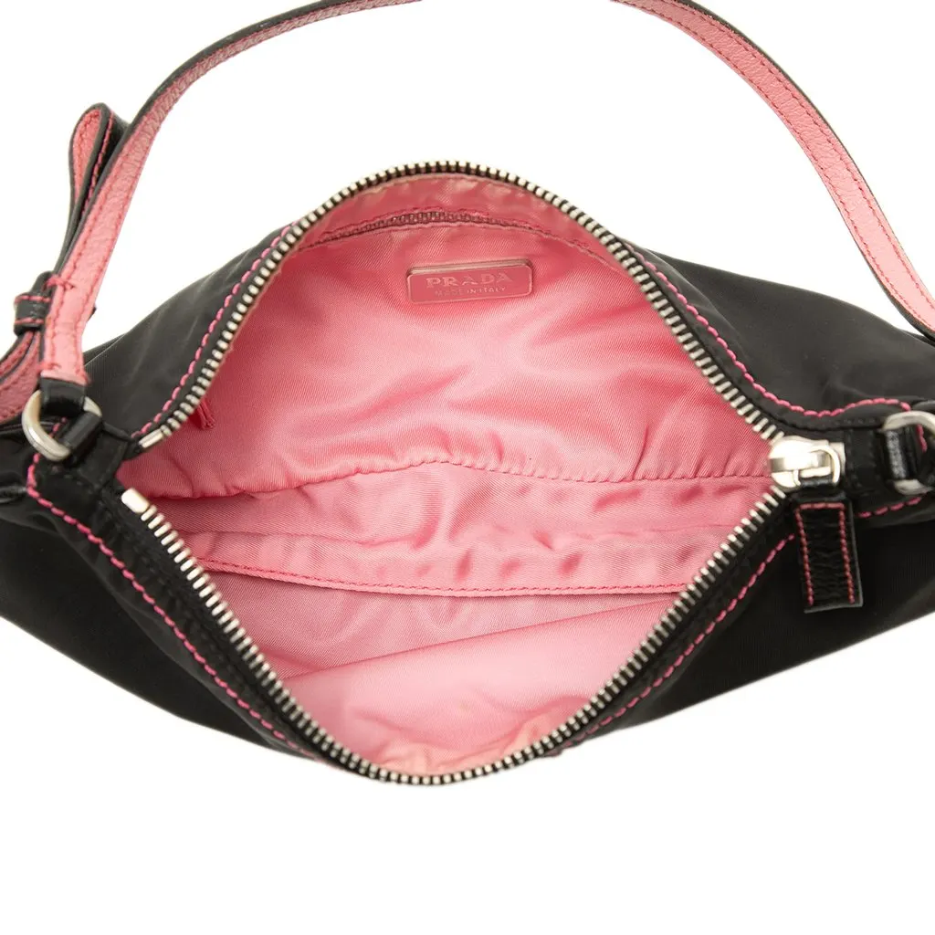 Prada Tessuto Bow Shoulder Bag Black Polyamide Very good - Model View