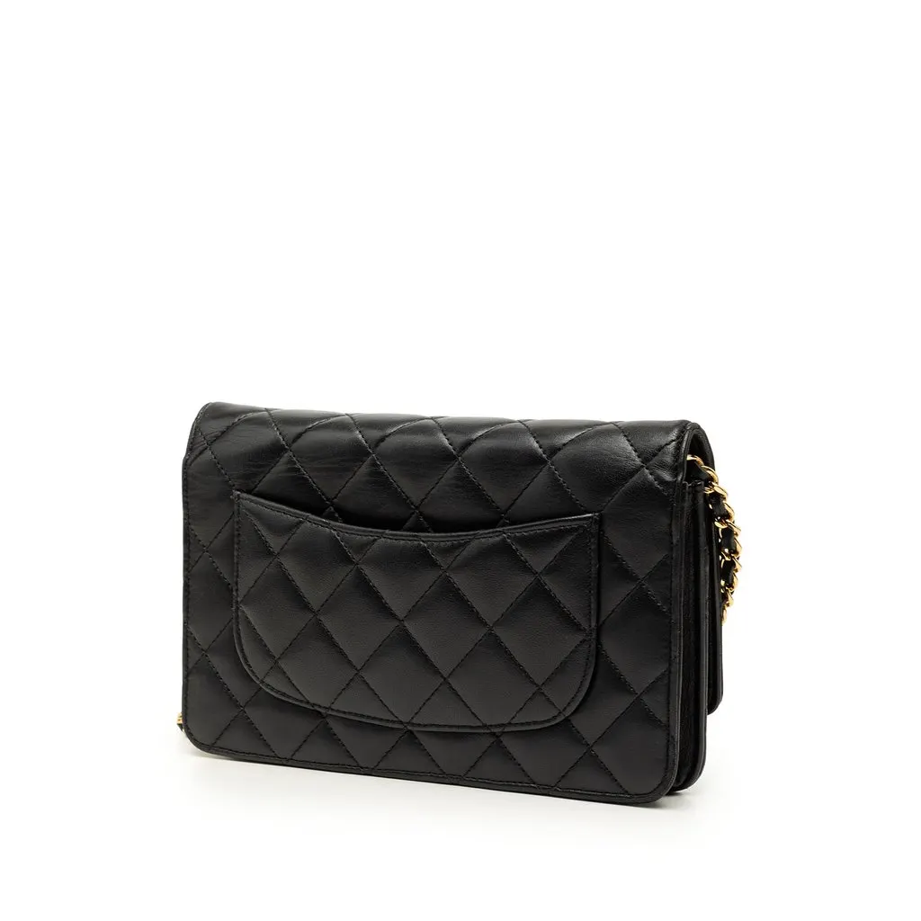 Chanel CC Quilted Lambskin Wallet On Chain Black Leather Very good - Back View