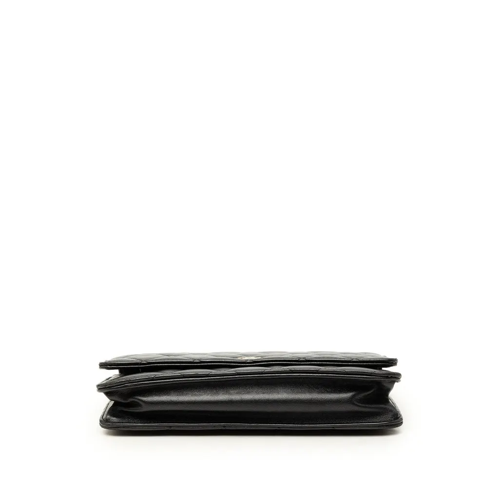 Chanel CC Quilted Lambskin Wallet On Chain Black Leather Very good - Inside View