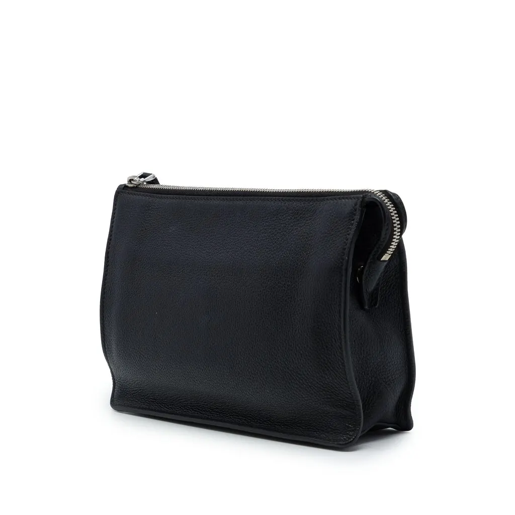 Prada Vitello Daino Wristlet Clutch Black Leather Very good - Back View