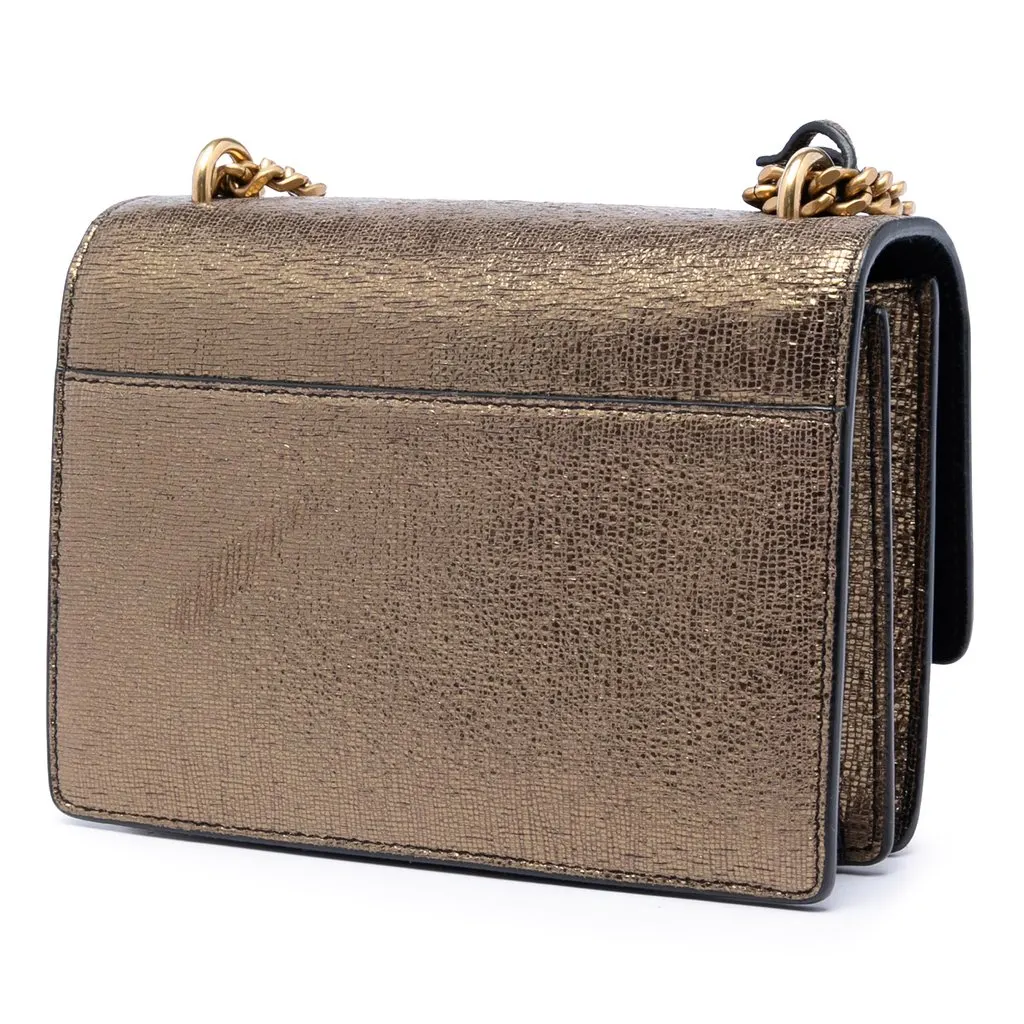 Saint Laurent Small Metallic Lizard Embossed Leather Monogram Sunset Crossbody Gold Leather Very good - Back View