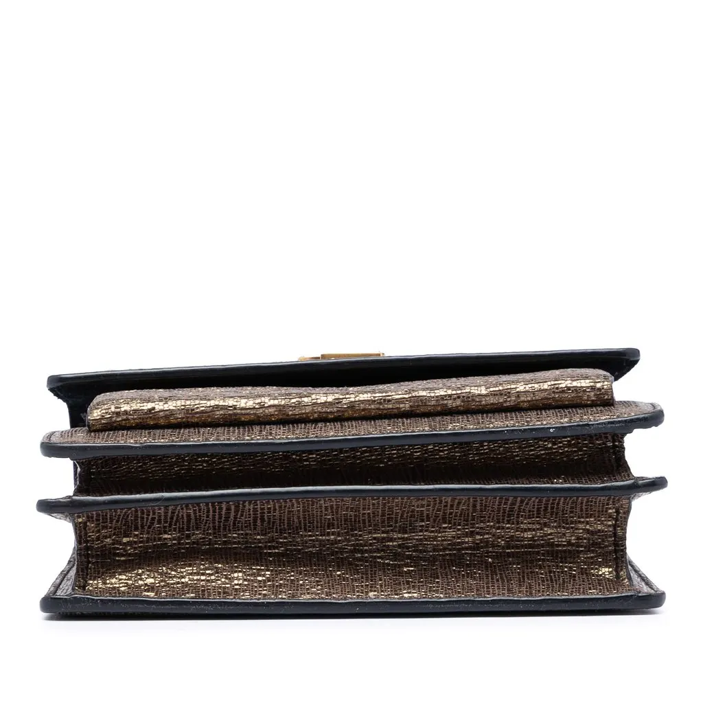 Saint Laurent Small Metallic Lizard Embossed Leather Monogram Sunset Crossbody Gold Leather Very good - Inside View