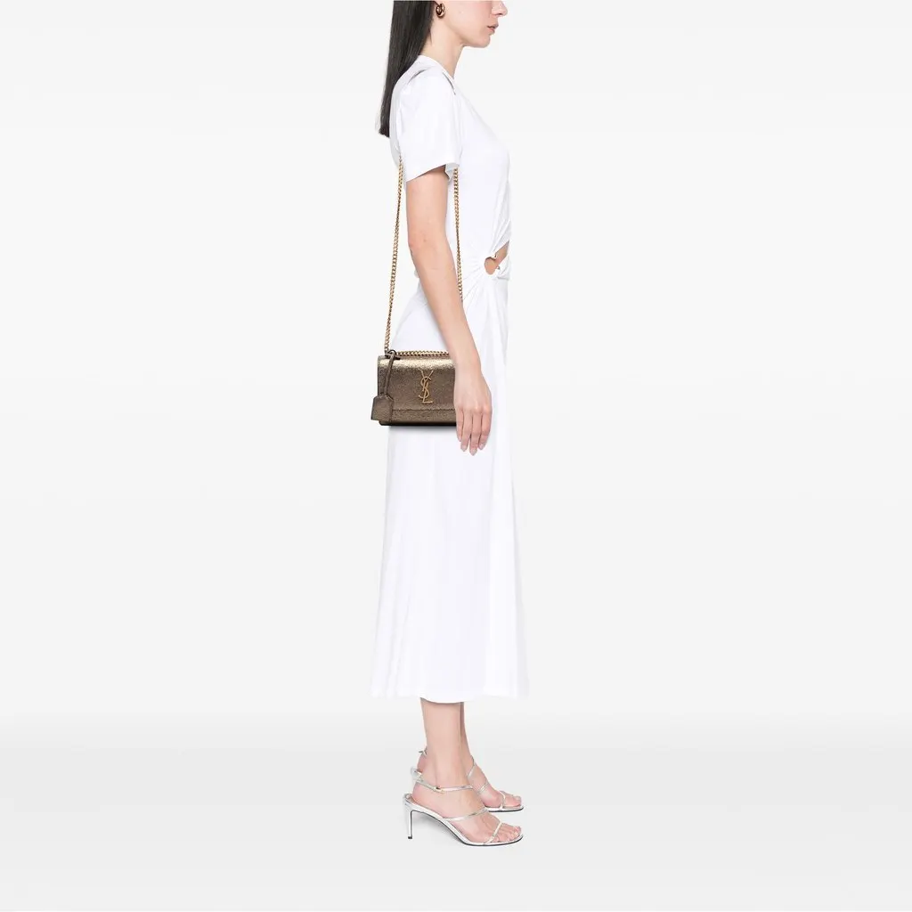 Saint Laurent Small Metallic Lizard Embossed Leather Monogram Sunset Crossbody Gold Leather Very good - Box View