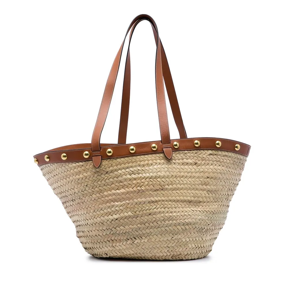Celine Large Raffia Classic Studded Panier Tote Beige Very good - Front View