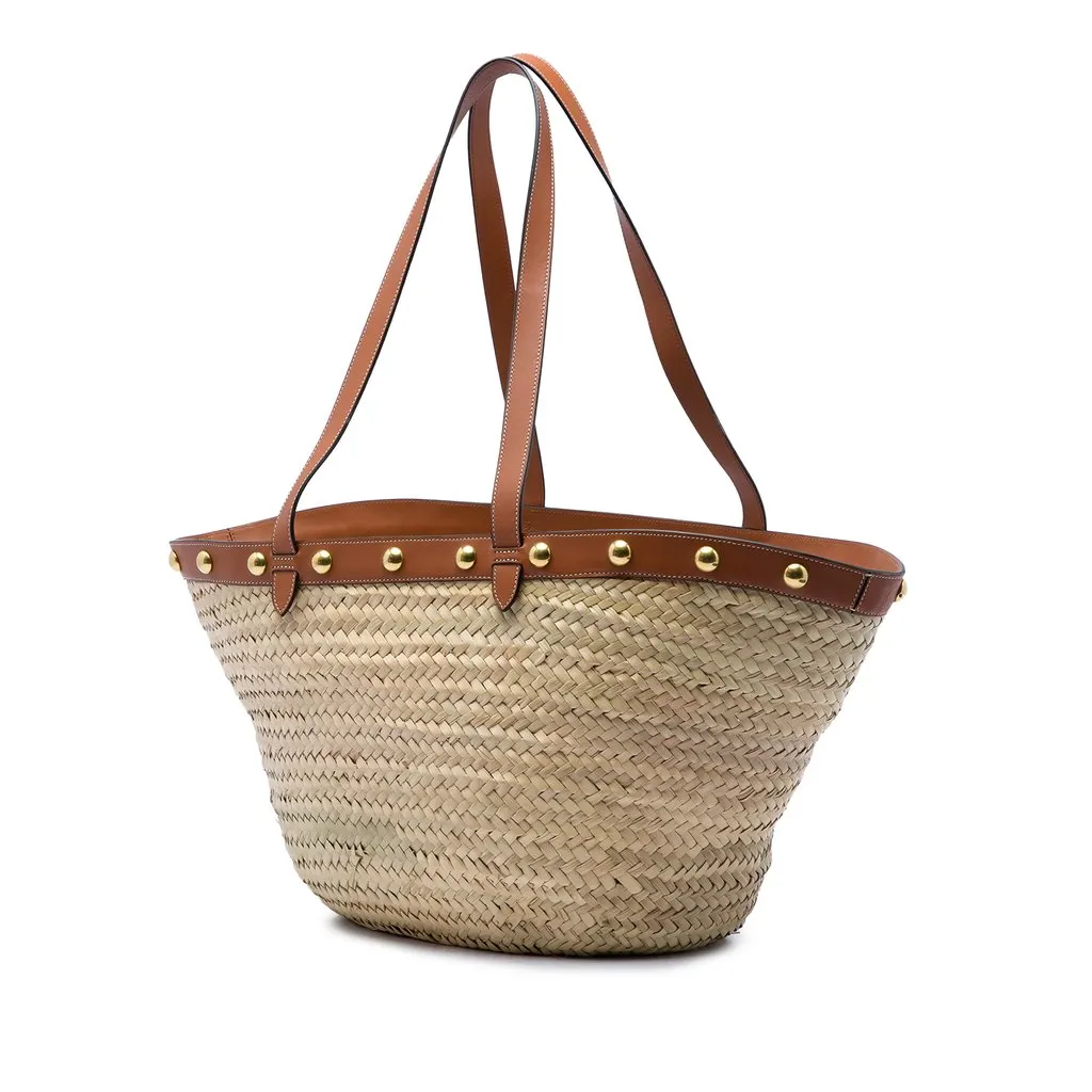 Celine Large Raffia Classic Studded Panier Tote Beige Very good - Back View