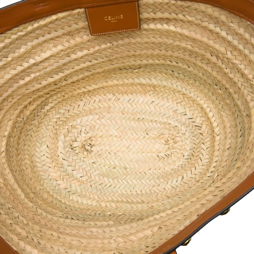Celine Large Raffia Classic Studded Panier Tote Beige Very good - Model View