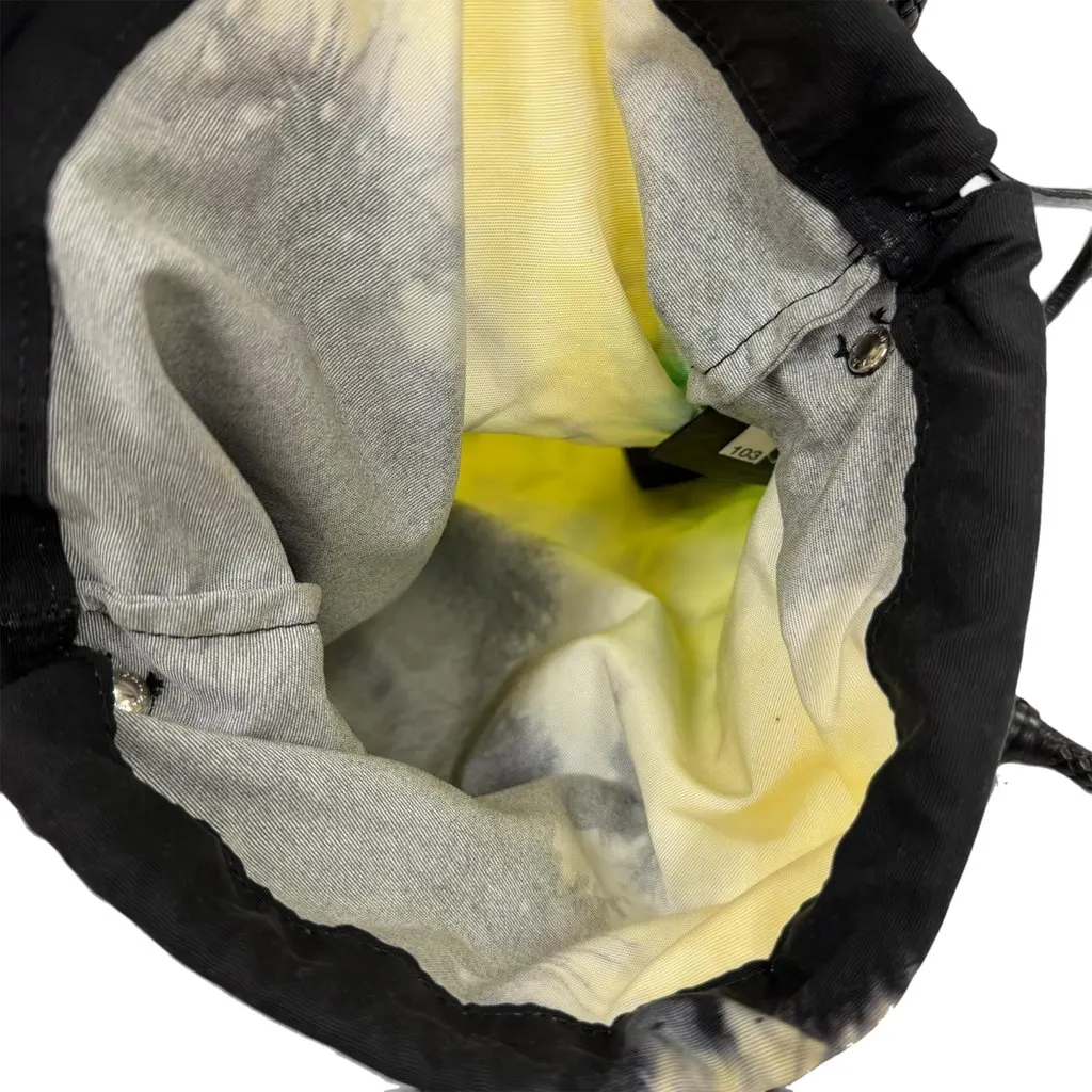 Prada Mesh Leather and Tie Dye Printed Tessuto Bucket Bag Black Leather Very good - Model View