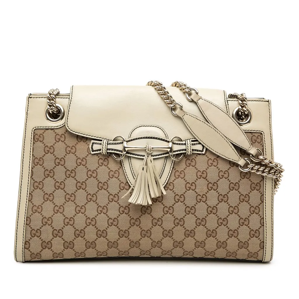 Gucci Large GG Canvas Emily Shoulder Bag Beige Very good - Front View