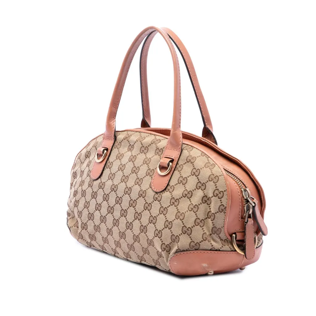 Gucci GG Canvas Heart Bit Satchel Beige Canvas Good - Back View