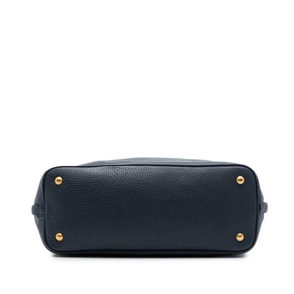 Prada Vitello Daino Side Zip Open Convertible Tote Blue Leather Very good - Inside View