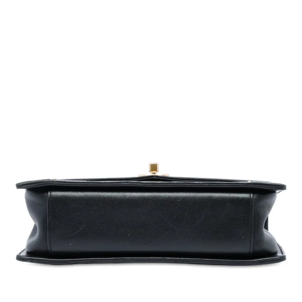 Chanel Medium Reversed Chevron Lambskin Flap Black Leather Very good - Inside View