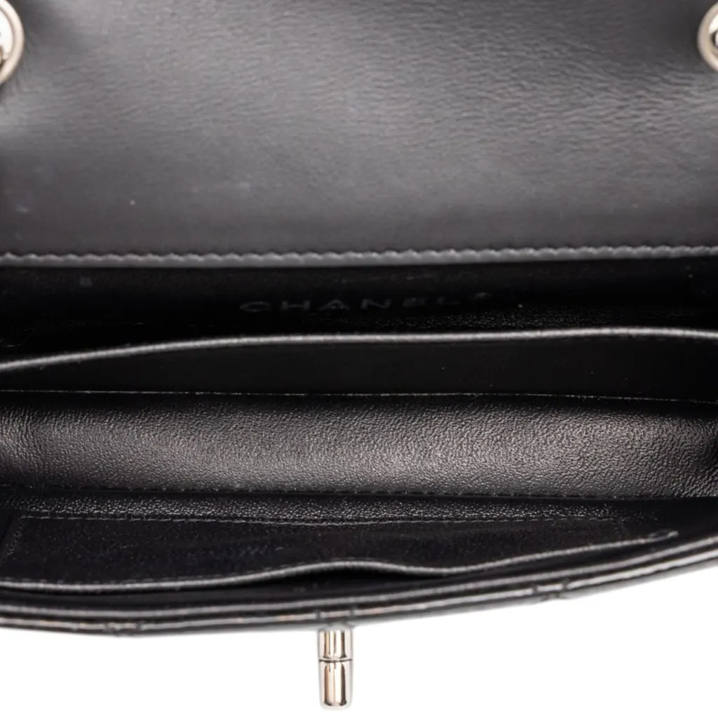 Chanel Extra Mini Rectangular Classic Patent Single Flap Black Leather Very good - Model View