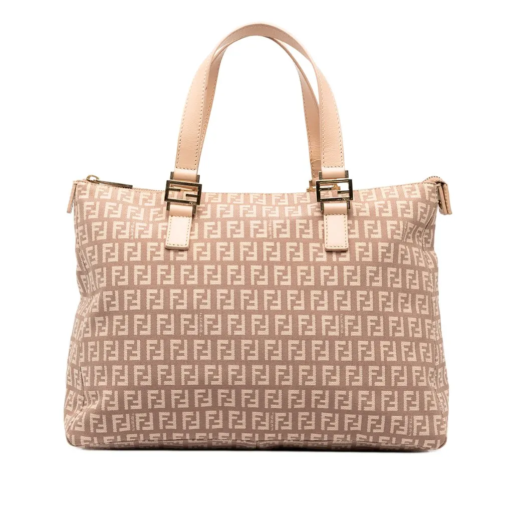 Fendi Zucchino Canvas Tote Pink Canvas Good - Front View