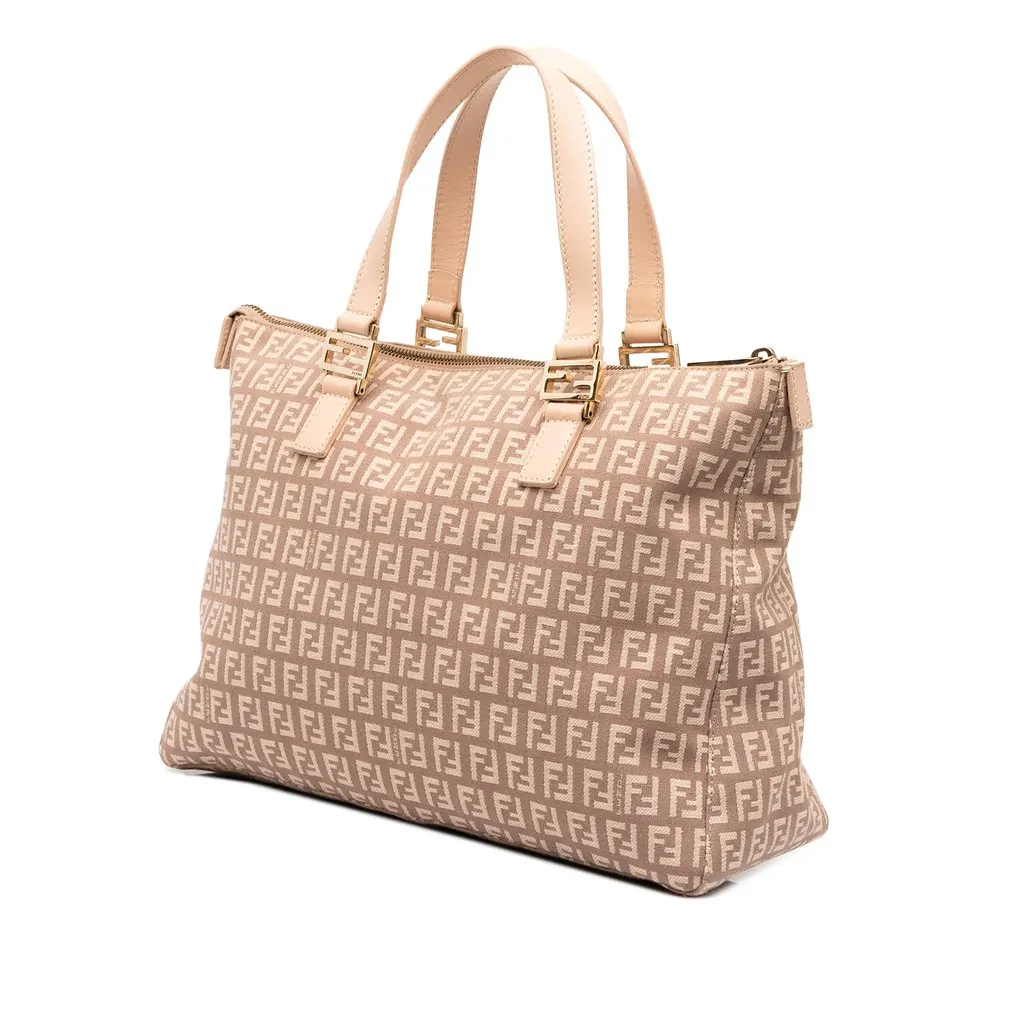 Fendi Zucchino Canvas Tote Pink Canvas Good - Back View