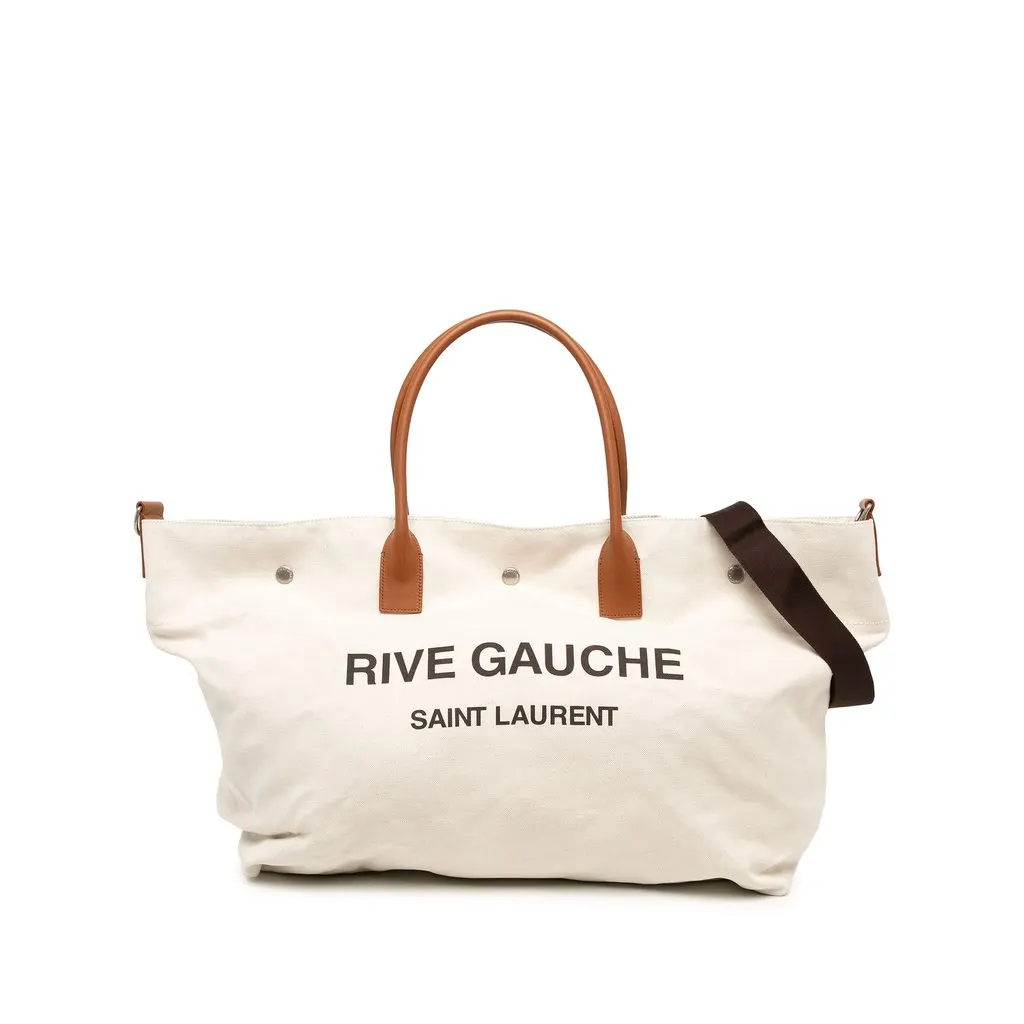 Saint Laurent Maxi Canvas Rive Gauche Shopper Tote White Canvas Very good - Front View