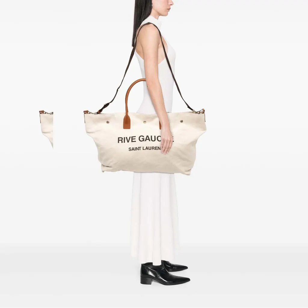 Saint Laurent Maxi Canvas Rive Gauche Shopper Tote White Canvas Very good - Box View