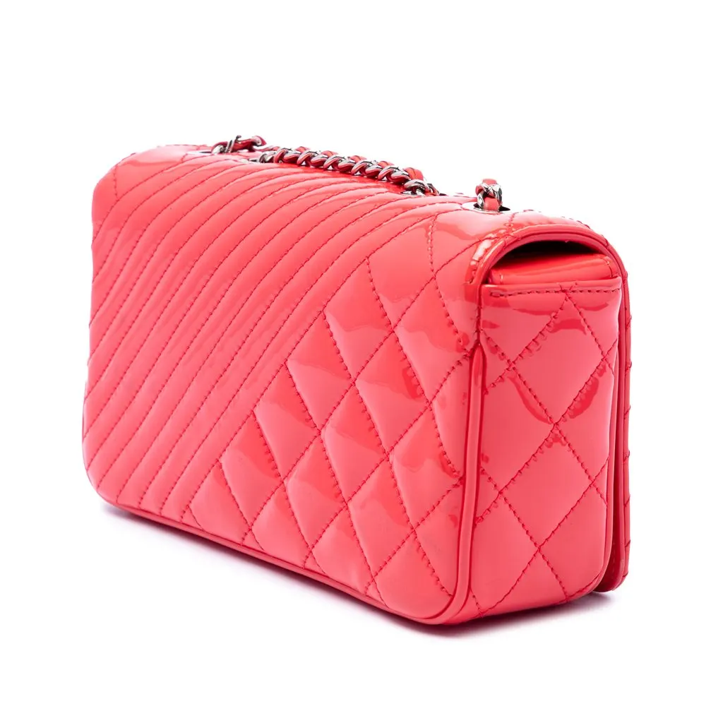 Chanel Small Quilted Patent Coco Boy Flap Red Leather Very good - Back View