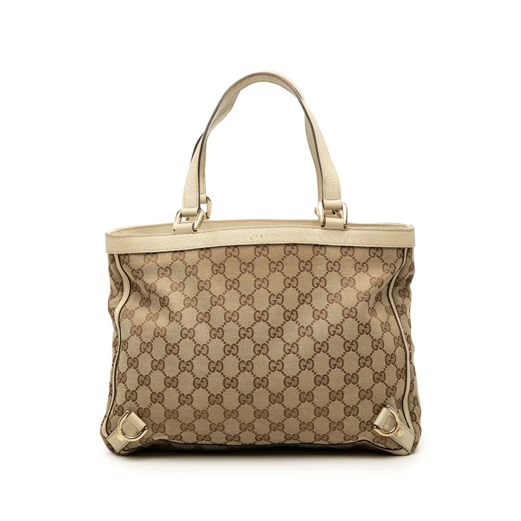 Gucci GG Canvas Abbey D Ring Tote Beige Canvas Good - Front View