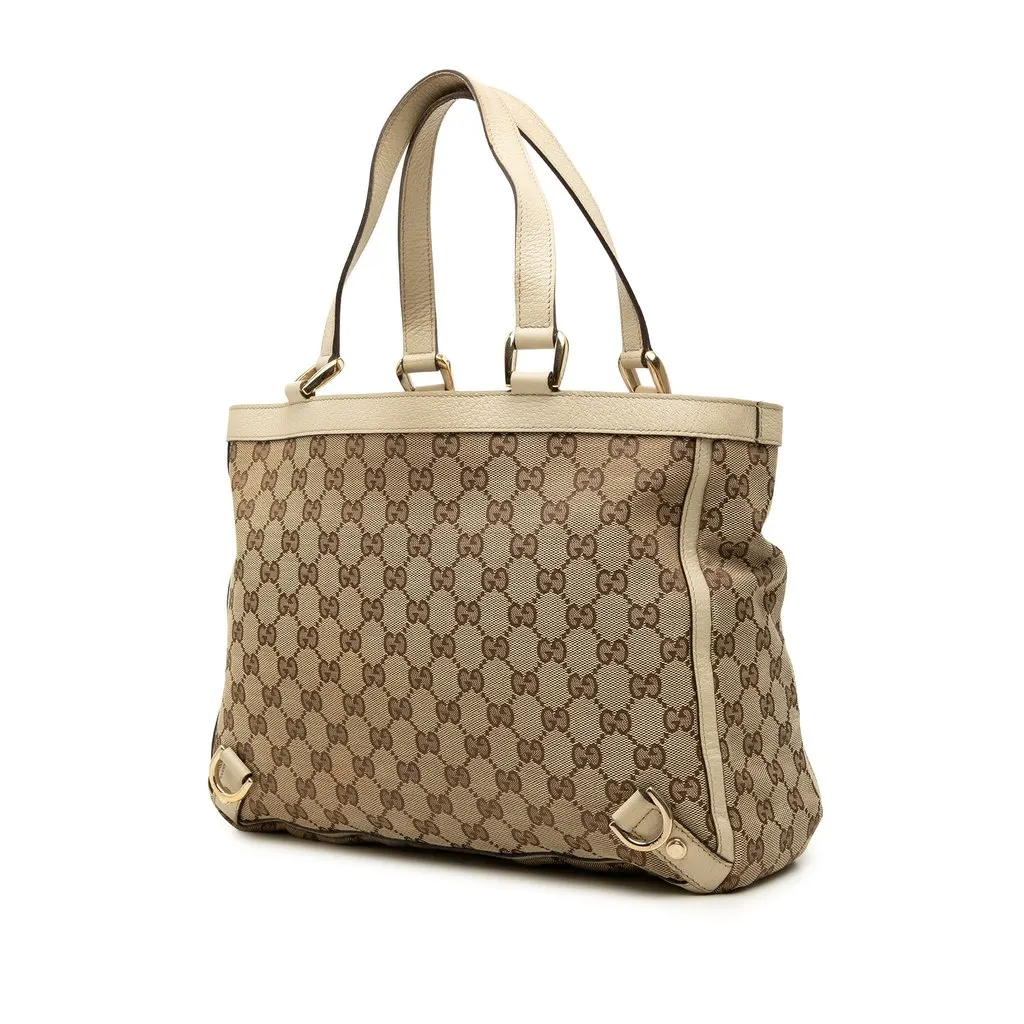 Gucci GG Canvas Abbey D Ring Tote Beige Canvas Good - Back View
