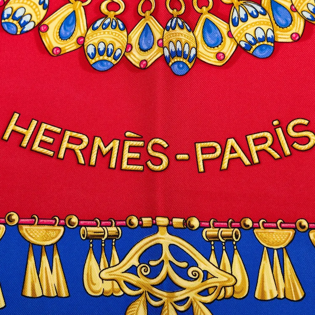 Hermès Parures des Sables Silk Scarf 90 Red Silk Very good - Box View