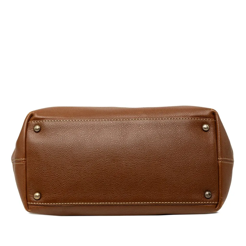 Chanel CC Caviar Turnlock Tote Brown Leather Very good - Inside View