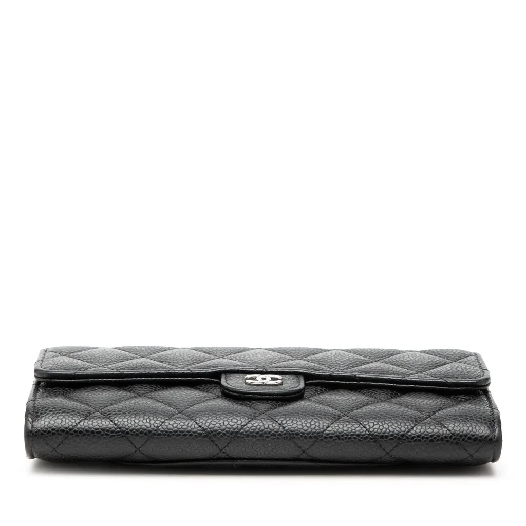 Chanel CC Quilted Caviar Classic Flap Wallet Black Leather Very good - Inside View
