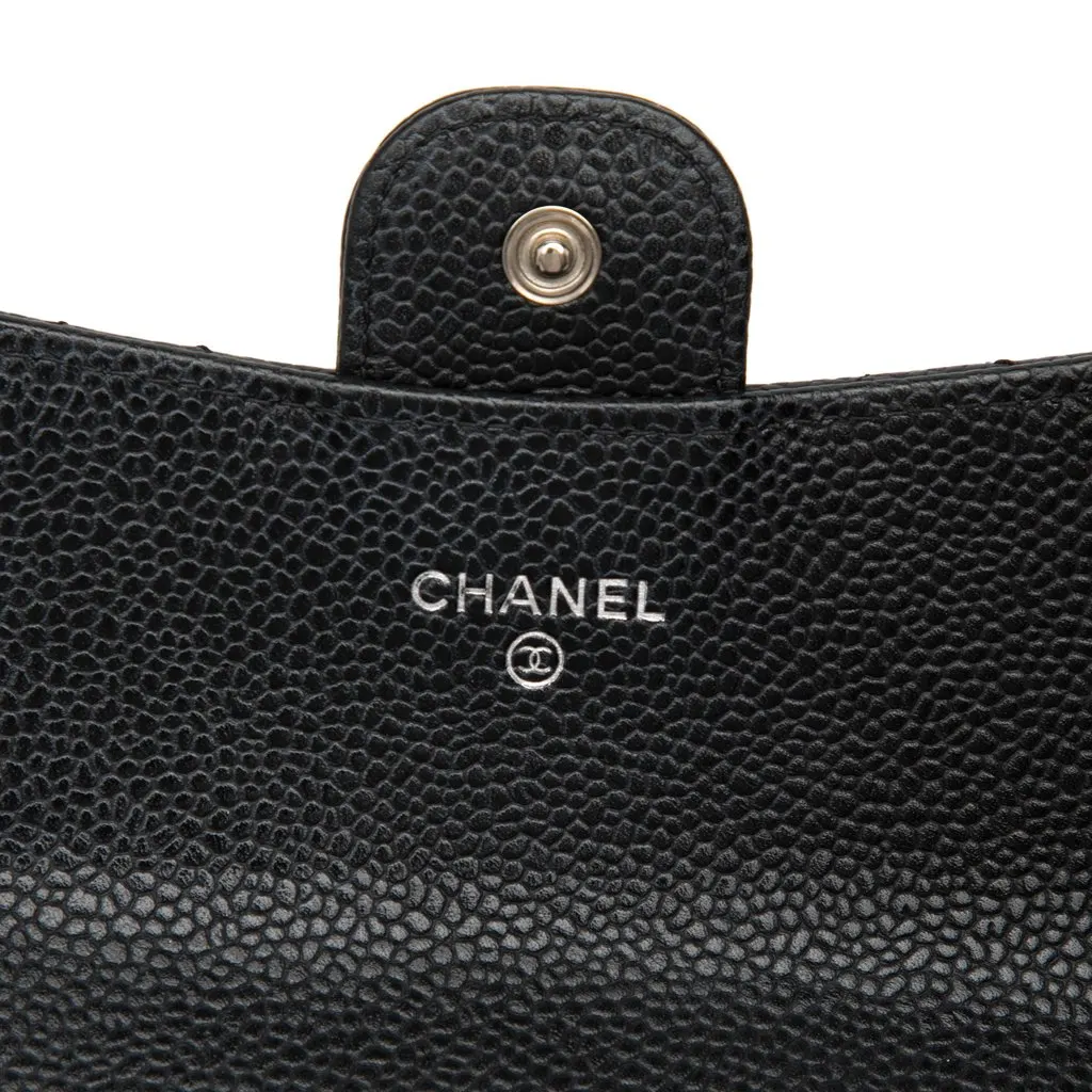 Chanel CC Quilted Caviar Classic Flap Wallet Black Leather Very good - Box View