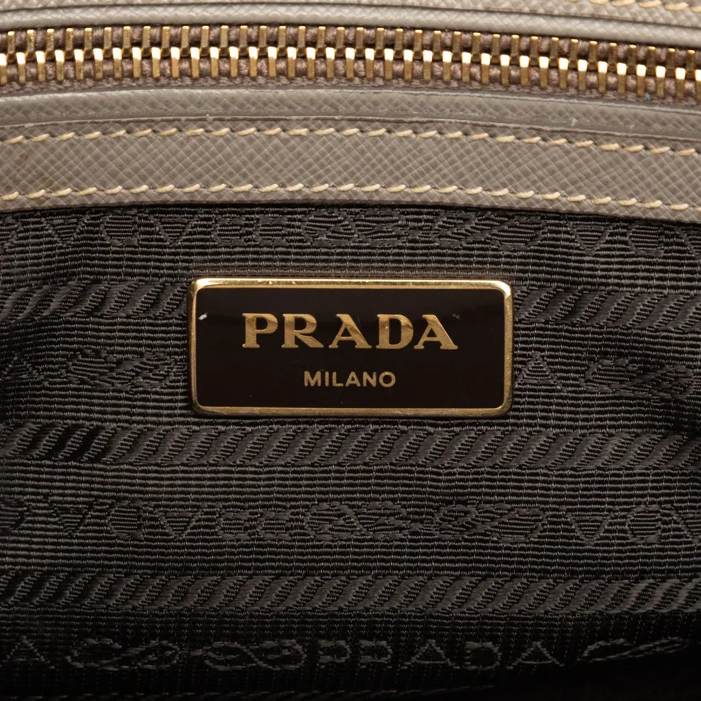 Prada Mini Saffiano Lux Galleria Double Zip Satchel Brown Leather Very good - Box View