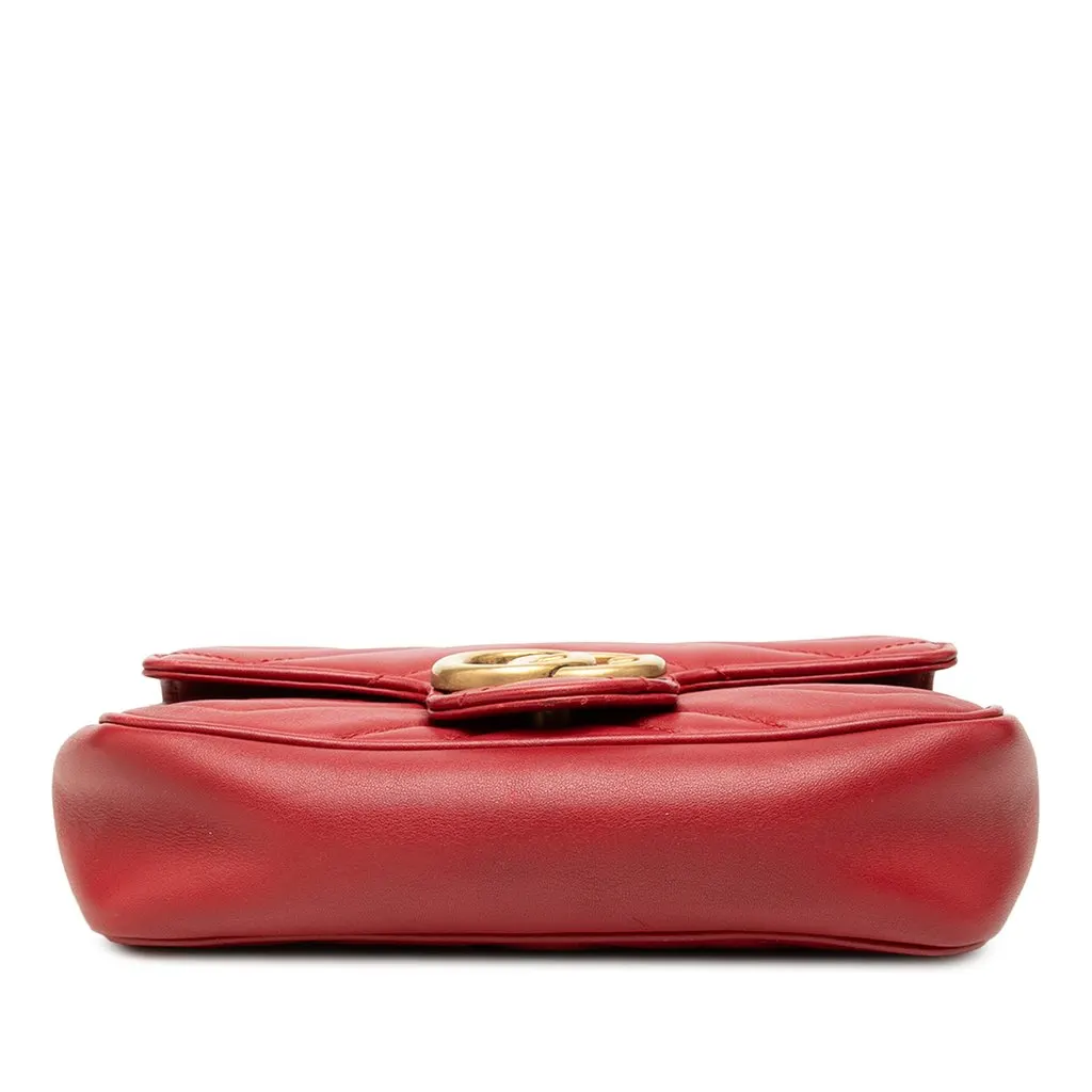 Gucci Mini GG Marmont Matelasse Leather Flap Crossbody Red Leather Good - Inside View