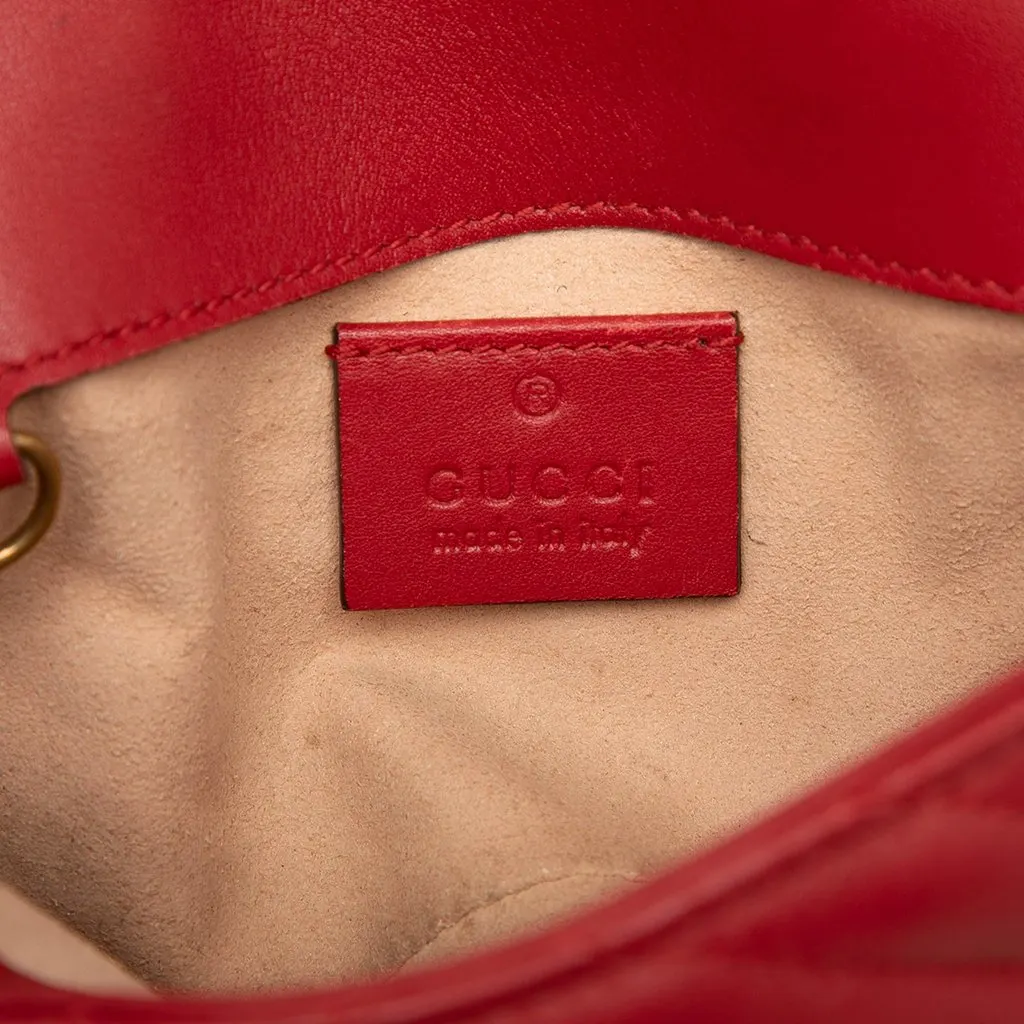 Gucci Mini GG Marmont Matelasse Leather Flap Crossbody Red Leather Good - Box View