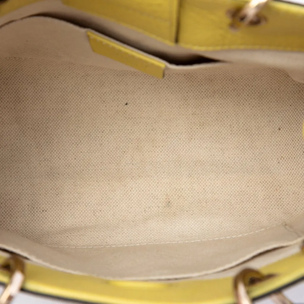 Gucci Mini Calfskin Bamboo Shopper Satchel Yellow Leather Very good - Model View