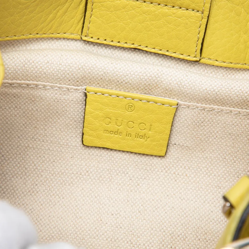 Gucci Mini Calfskin Bamboo Shopper Satchel Yellow Leather Very good - Box View