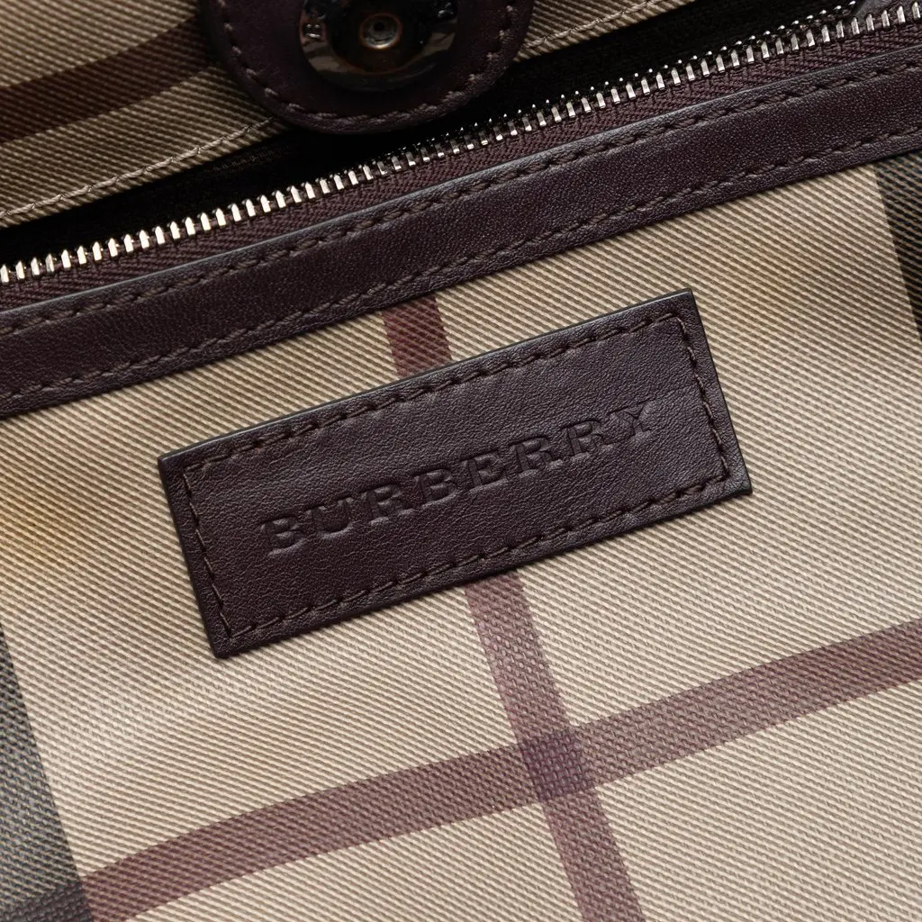 Burberry Small Smoke Check Coated Canvas Canterbury Tote Brown Very good - Box View