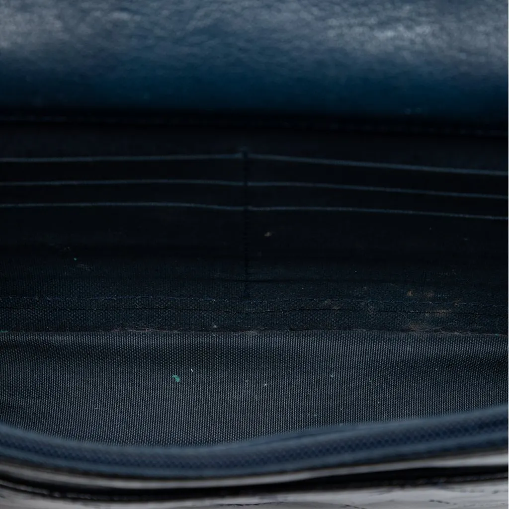 Chanel Quilted Patent and Goatskin CC Eyelet Wallet On Chain Blue Leather Very good - Model View