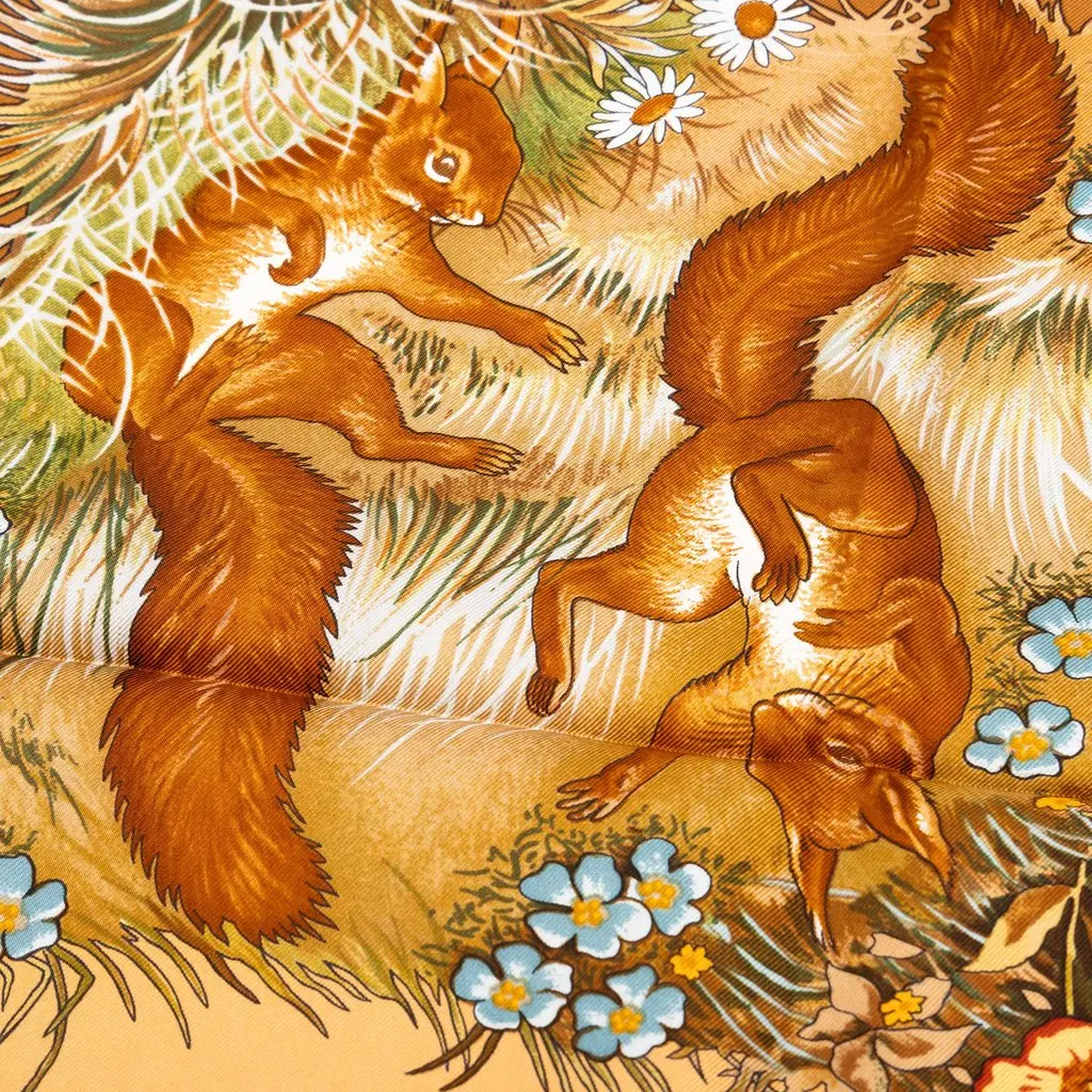Hermès Les Quatre Saisons Silk Scarf 90 Brown Silk Good - Inside View