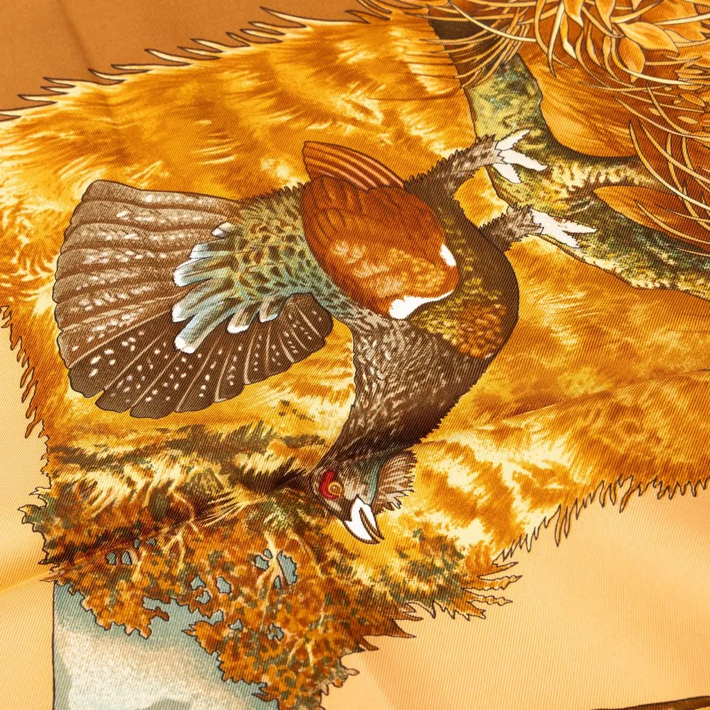 Hermès Les Quatre Saisons Silk Scarf 90 Brown Silk Good - Model View