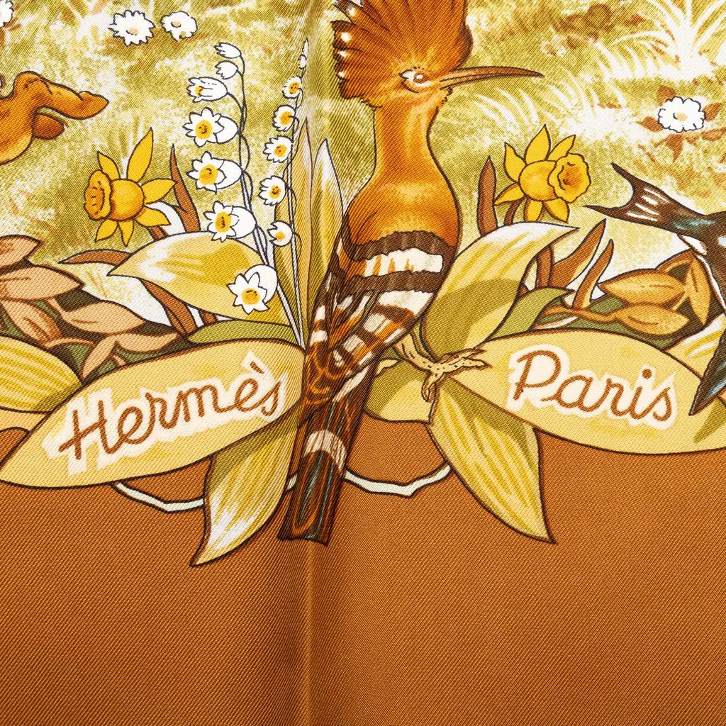 Hermès Les Quatre Saisons Silk Scarf 90 Brown Silk Good - Box View