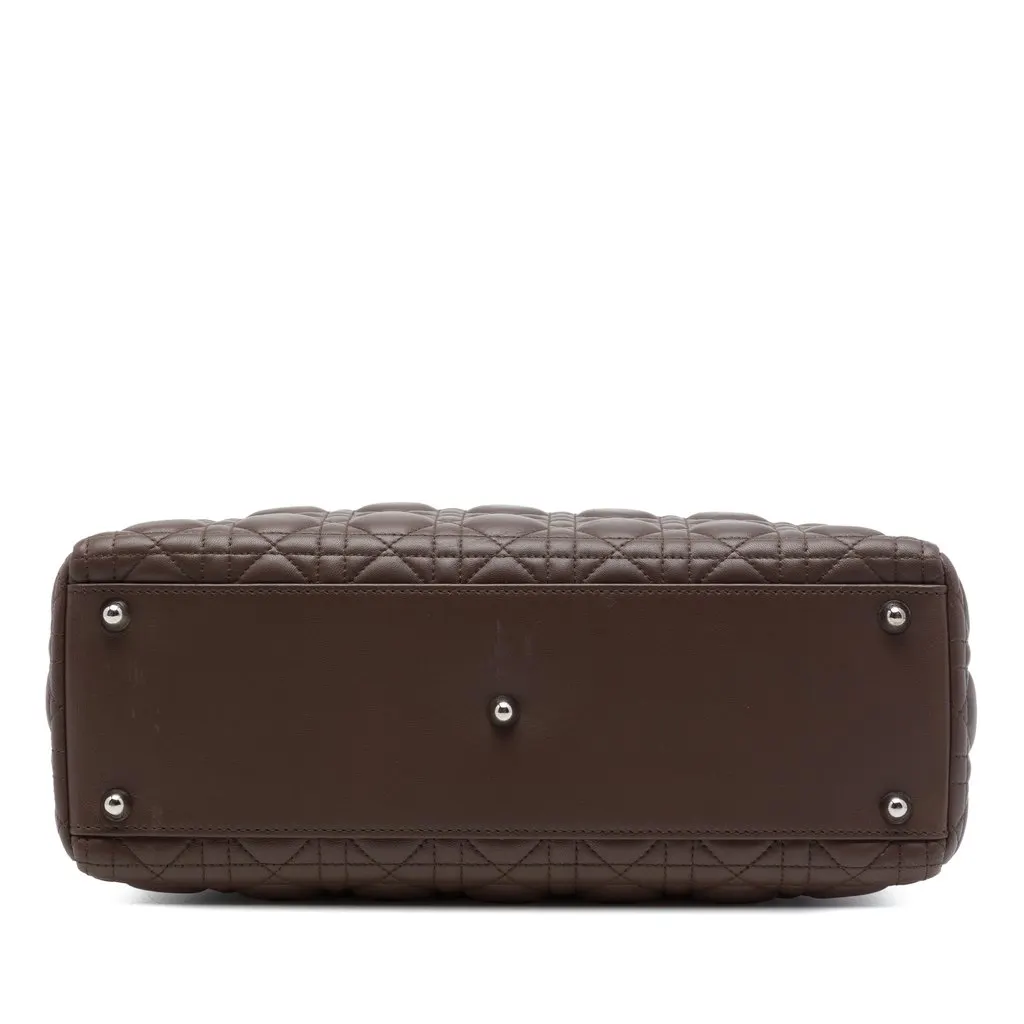 Dior Large Lambskin Cannage Lady Dior Brown Leather Very good - Inside View