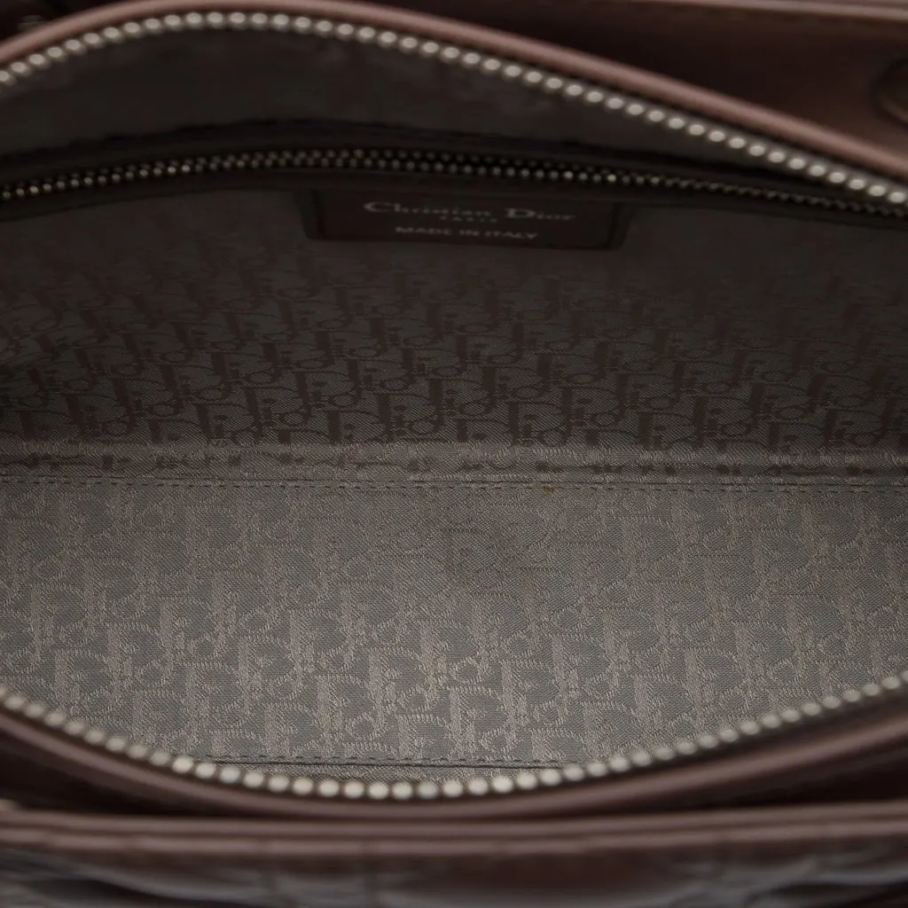 Dior Large Lambskin Cannage Lady Dior Brown Leather Very good - Model View
