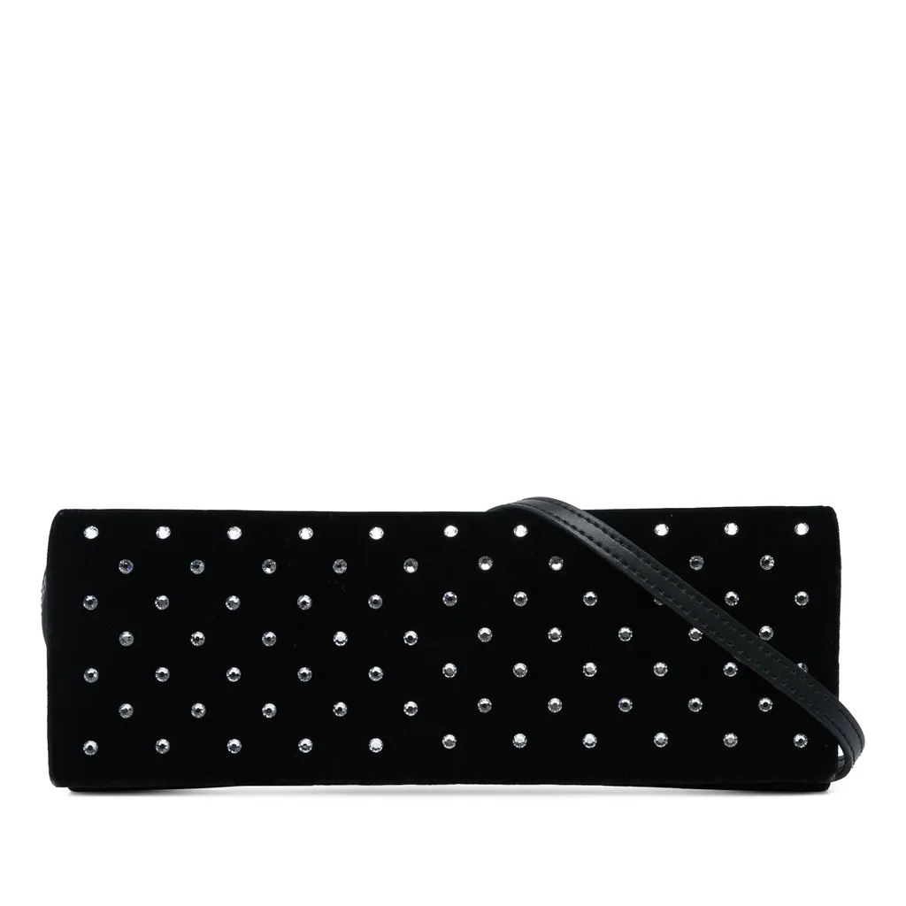 Saint Laurent Crystal Embellished Velvet Crossbody Black Velvet Very good - Front View