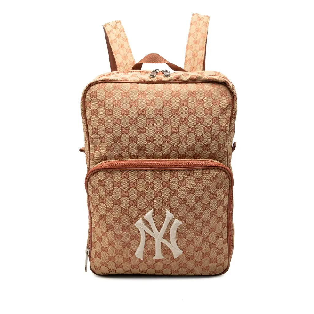 Gucci GG Canvas NY Yankees Backpack Brown Very good - Front View