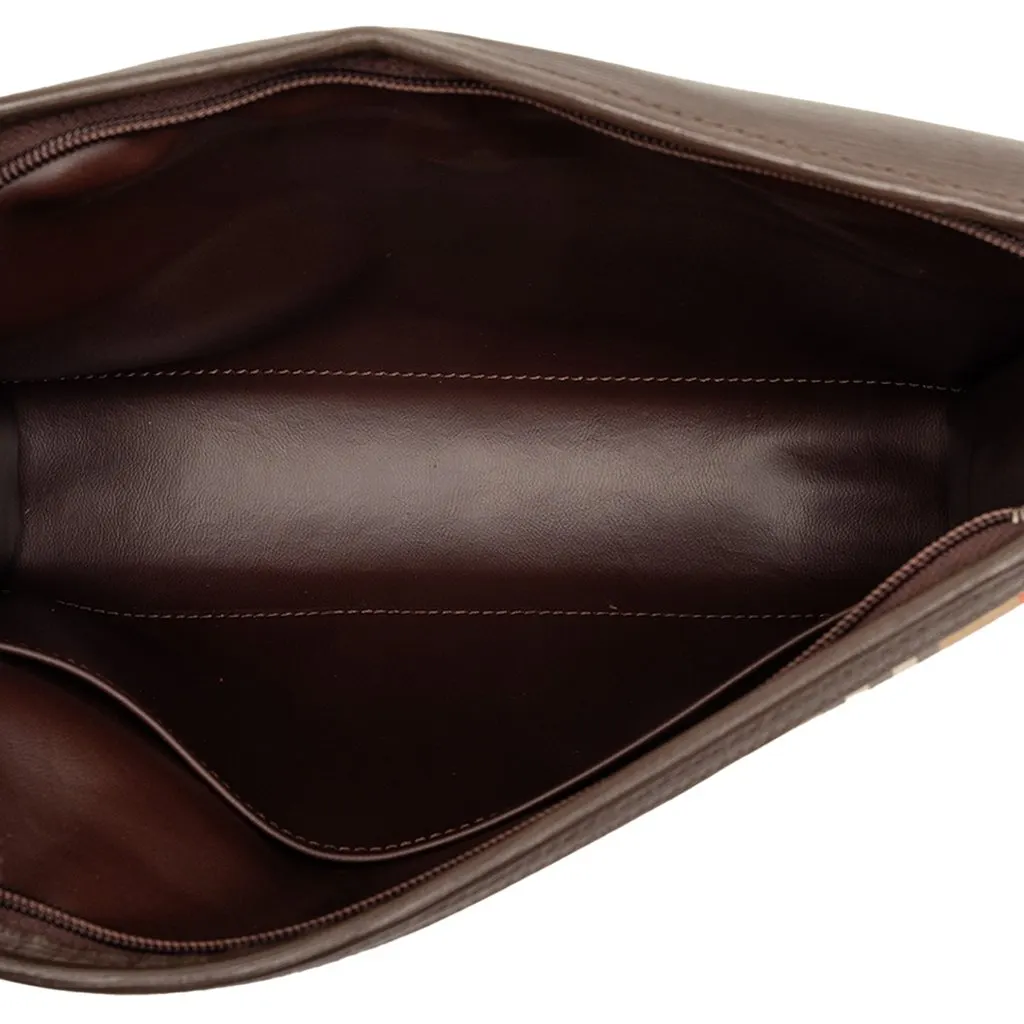 Burberry Haymarket Check Canvas Clutch Beige Good - Model View